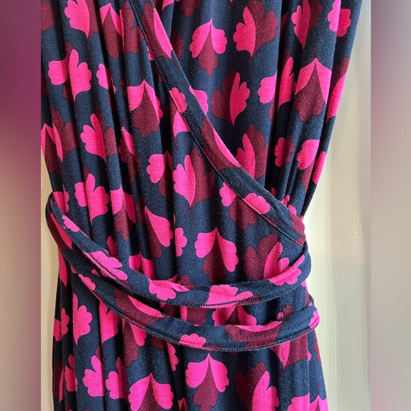Boden Midi Floral Wrap Dress Long Sleeve Navy Maroon Pink Size 10L - Picture 4 of 9